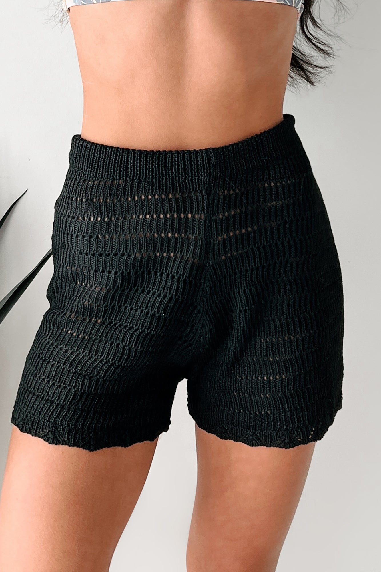 Sunny Disposition Crochet Knit Shorts (Black)