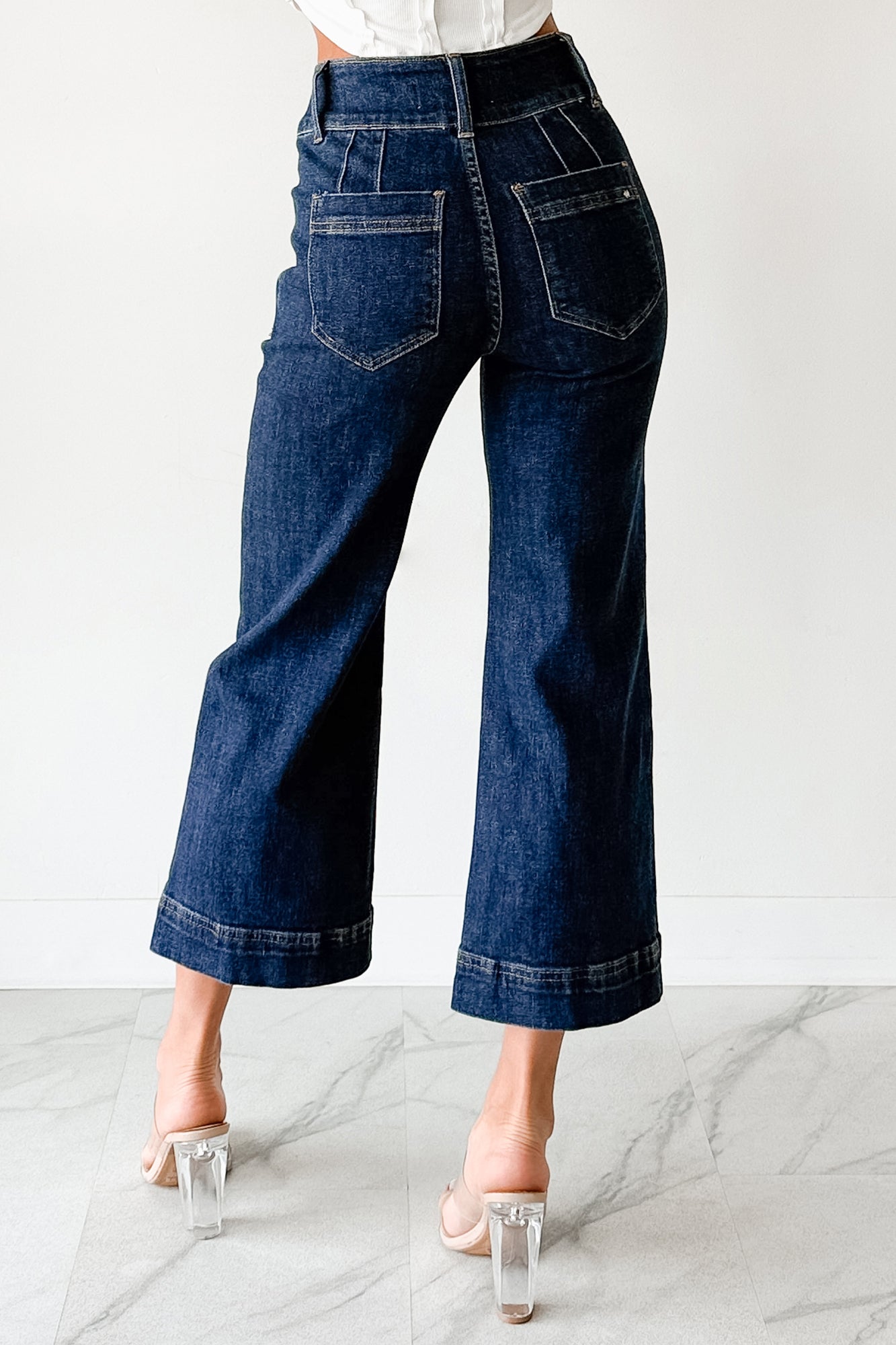 Tatum Wide Leg Mica Denim Crop Jeans (French Navy)
