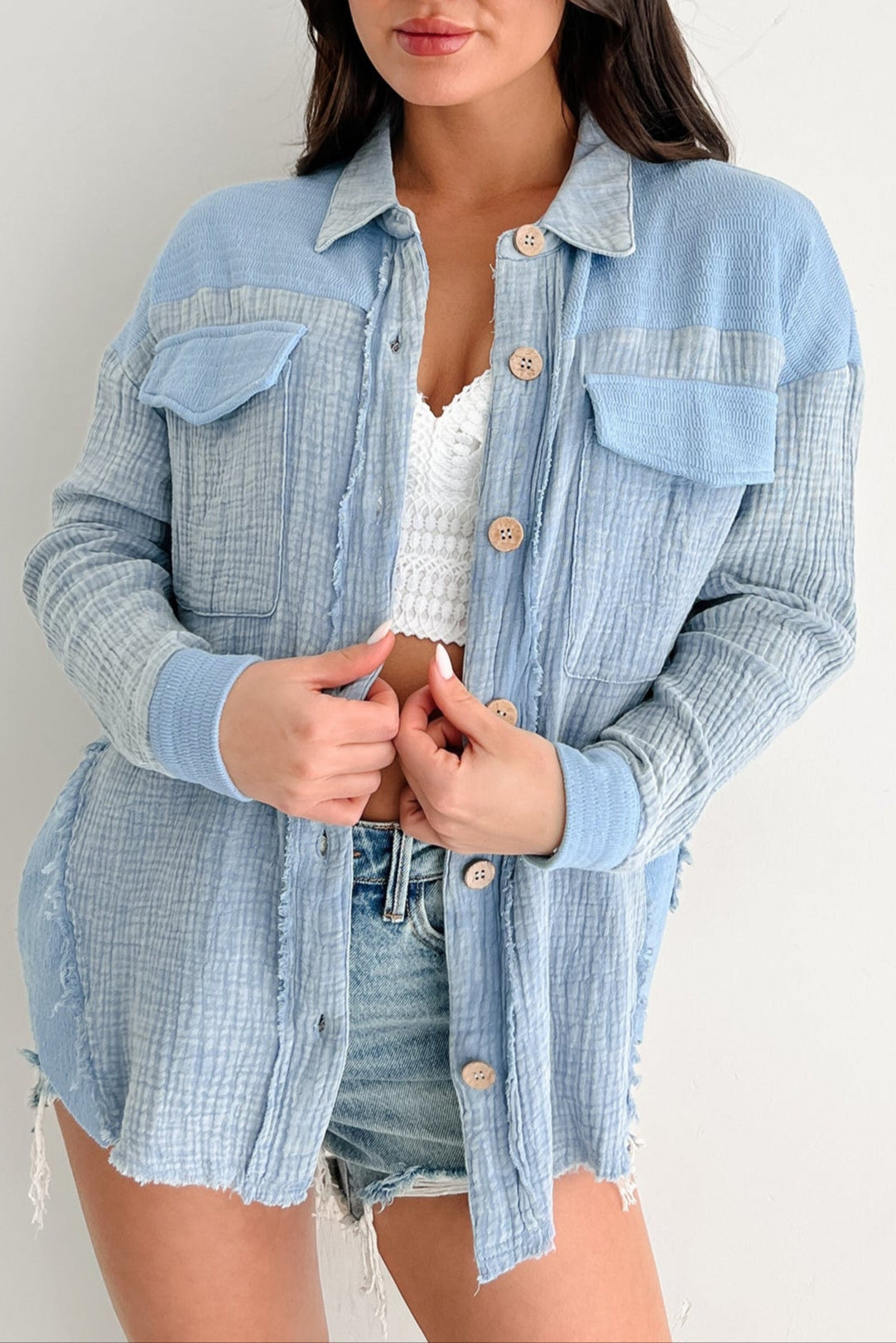 Winning Big Oversized Gauze Shacket (Denim)